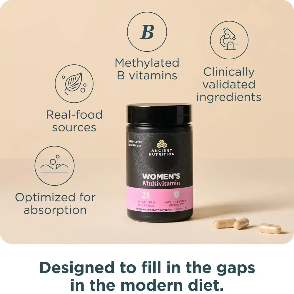 Ancient Nutrition Multivitamin for Women, Multi Women's, Methylated Vitamin D, C, B12, Zinc, Magnesium Ancient Nutrition uk supplements