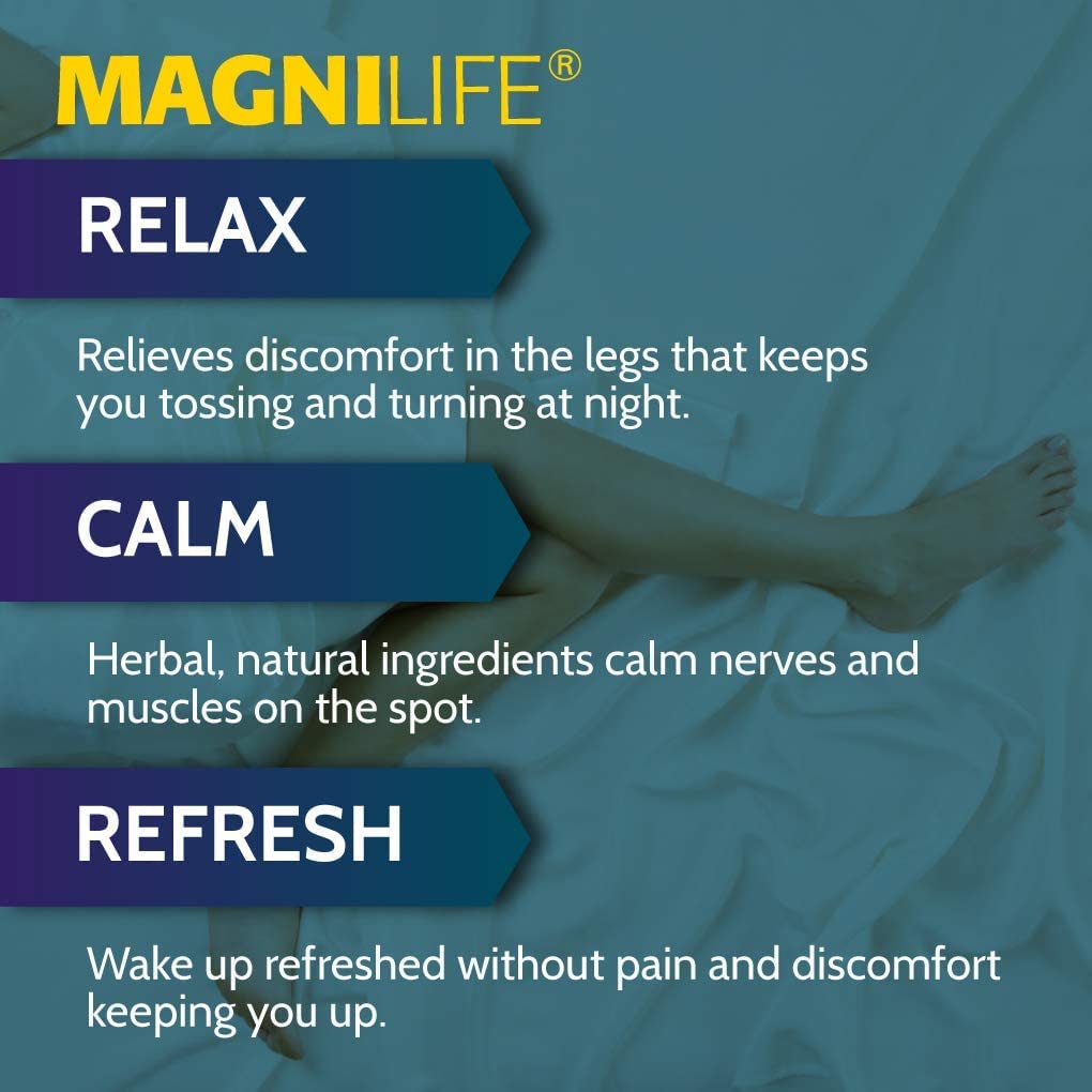 MagniLife Relaxing Leg Cream PM, 4 Oz, Homeopathic Nighttime Pain Reliever & Sleep Aid with Lavender & Magnesium, Non-Greasy Deep Penetrating Cream for Restless Legs & Discomfort MagniLife uk supplements