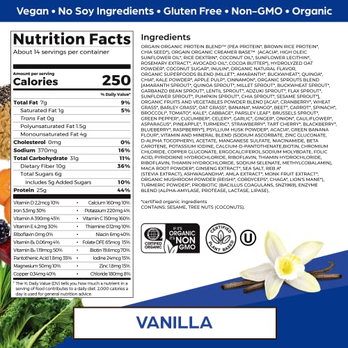 Orgain Organic Perfect Meal Replacement Protein Powder, Vanilla - 25g Plant Based Protein Orgain uk supplements