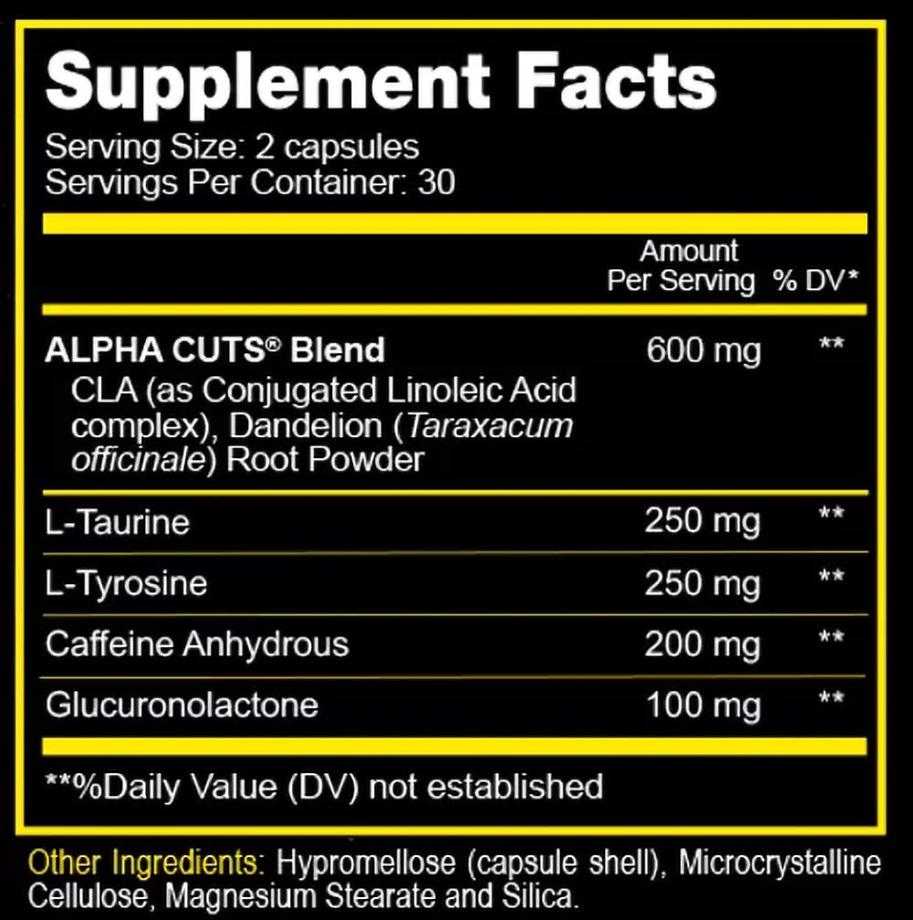 ALPHA CUTS Capsules Fat Burner Thermogenic Men Women Pre Cardio Workout Weight Loss ALPHA CUTS uk supplements