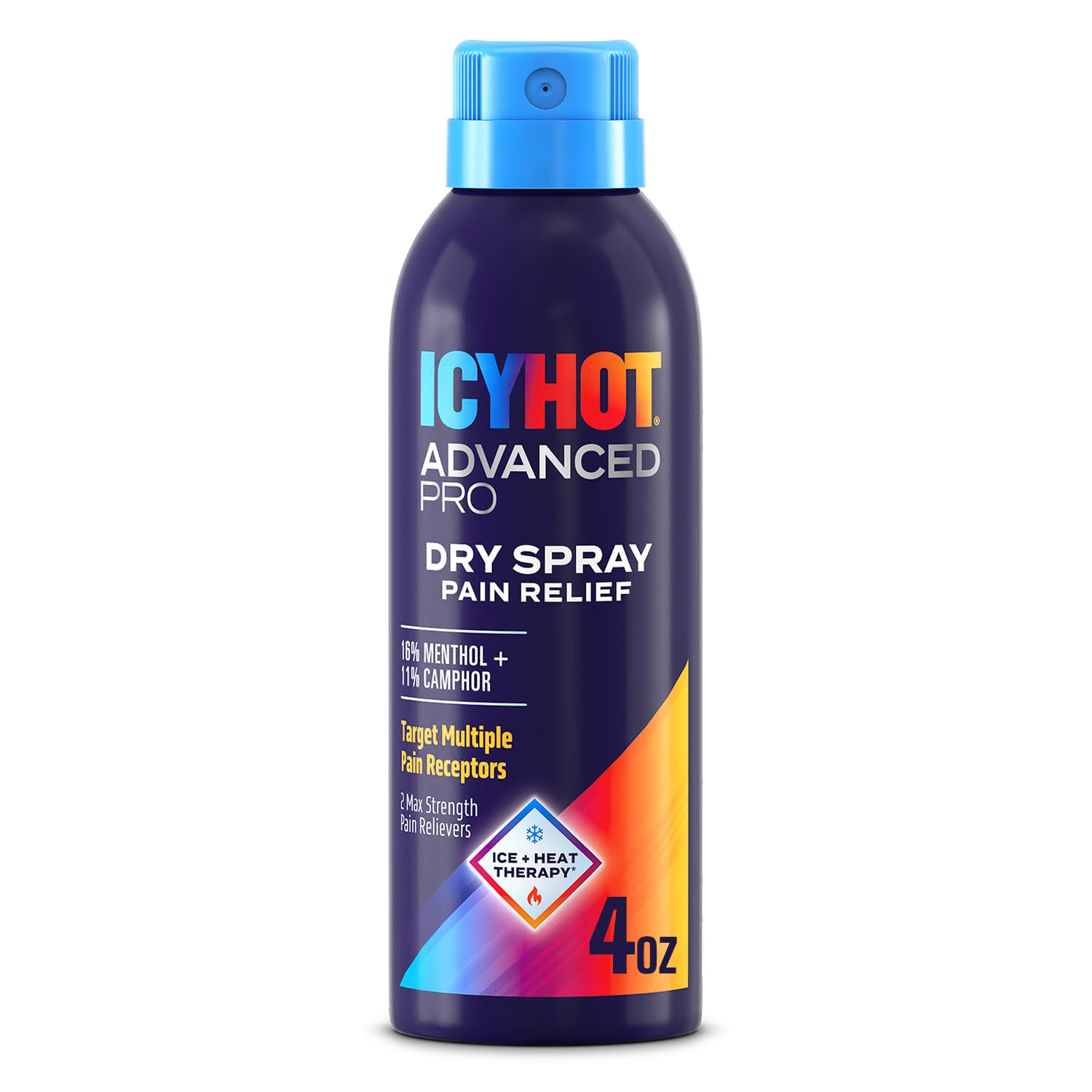 Icy Hot Advanced PRO Pain Relief Dry Spray, Fast-Acting and Quick-Drying Formula, Max Strength Pain Relief with Menthol 16% and Camphor 11% for Backaches, Joints, Muscle Strains and Arthritis, 4 oz Icy Hot uk supplements