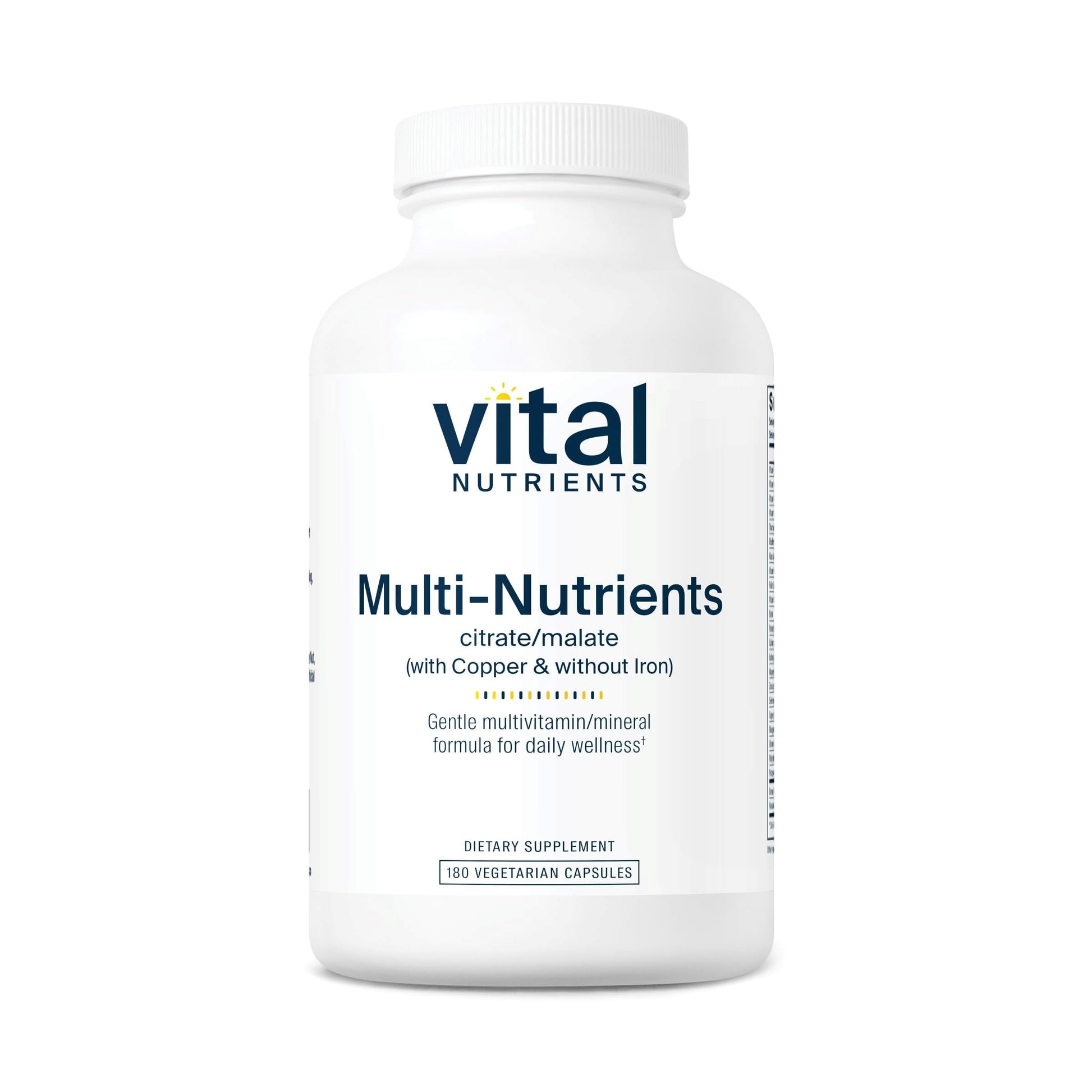Vital Nutrients - Multi-Nutrients 2 - Citrate/Malate Formula (with Copper and Without Iron) - Multi-Vitamin/Mineral, Potent Antioxidants, Gentle Bioavailable Form - 180 Vegetarian Capsules per Bottle Vital Nutrients uk supplements