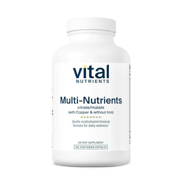 Vital Nutrients - Multi-Nutrients 2 - Citrate/Malate Formula (with Copper and Without Iron) - Multi-Vitamin/Mineral, Potent Antioxidants, Gentle Bioavailable Form - 180 Vegetarian Capsules per Bottle Vital Nutrients uk supplements