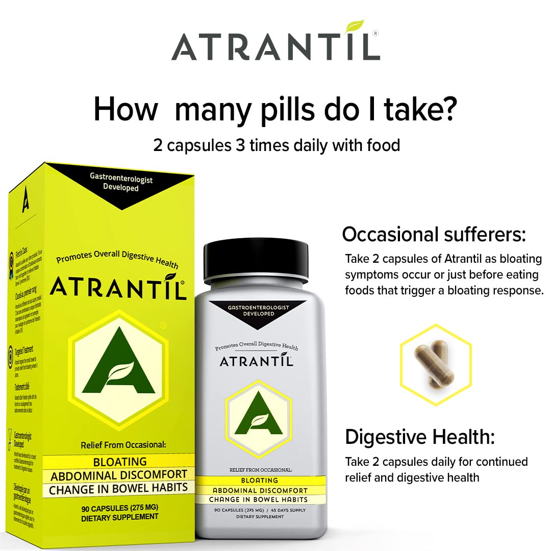 Atrantil 90 Capsules-Antioxidant Packed Polyphenol for Bloating and Gas Relief, Abdominal Discomfort, Constipation, Diarrhea, Postbiotic, Change in Bowel Habits and Everyday Digestive Health. Atrantil uk supplements