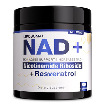 NAD+ Supplement - NAD Nicotinamide Riboside Resveratrol NAD Supplement 1000mg Pure Organic for Women and Men Anti-Aging, Energy, Focus, 80 Capsules MSLOTAL uk supplements