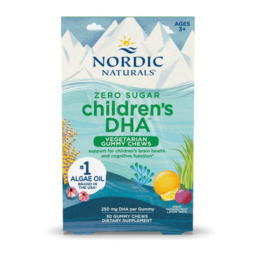 Nordic Naturals Zero Sugar Children’s DHA Vegetarian Gummy Chews - Passion Fruit Lemon Flavor - 30 Gummies - Vegan Algae Oil Omega-3 Supplement for Kids Brain & Cognition Support - 30 Servings Nordic Naturals uk supplements