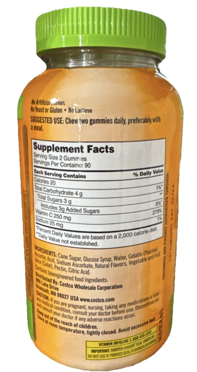 Kirkland Signature Vitamin C Adult Gummies 250 mg, 180 Count KIRKLAND uk supplements