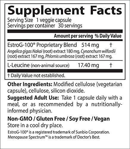 Doctors Best Menopause Spectrum, Broad Spectrum Menopausal Support, Non-GMO, Gluten Free, Soy Free, Vegan 30 Veggie Caps Doctor's BEST uk supplements