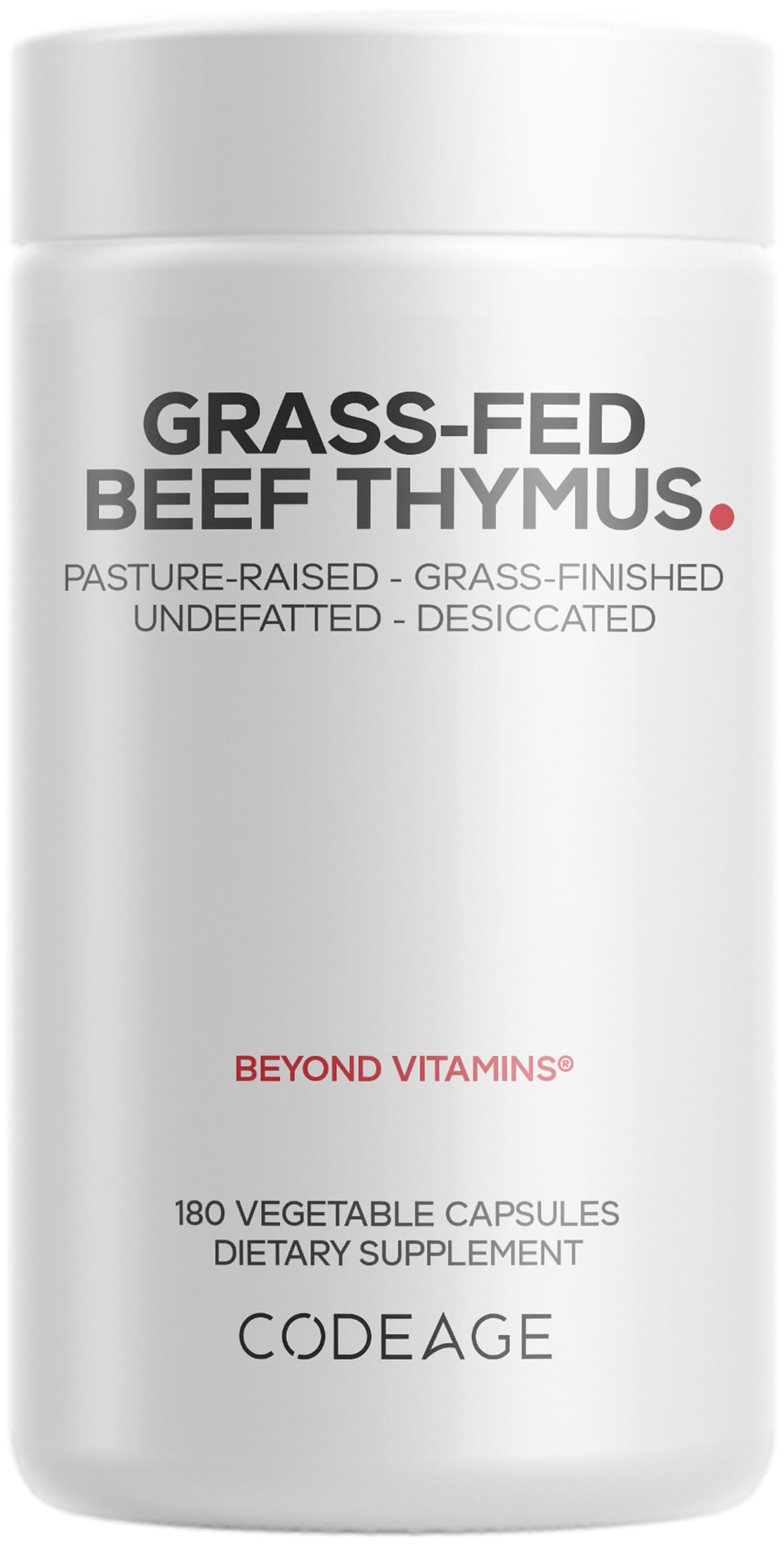 Codeage Grass Fed Beef Thymus Supplement Superfood, Freeze Dried, Non-Defatted, Desiccated Thymus & Liver Pills, Glandulars Meat, Pasture Raised Beef Vitamins, Non-GMO, 180 Capsules Codeage uk supplements