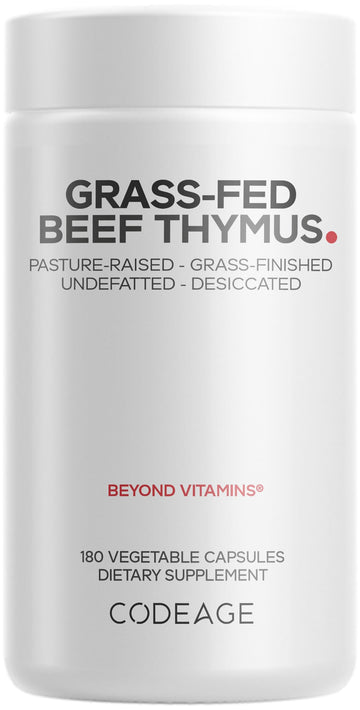 Codeage Grass Fed Beef Thymus Supplement Superfood, Freeze Dried, Non-Defatted, Desiccated Thymus & Liver Pills, Glandulars Meat, Pasture Raised Beef Vitamins, Non-GMO, 180 Capsules Codeage uk supplements