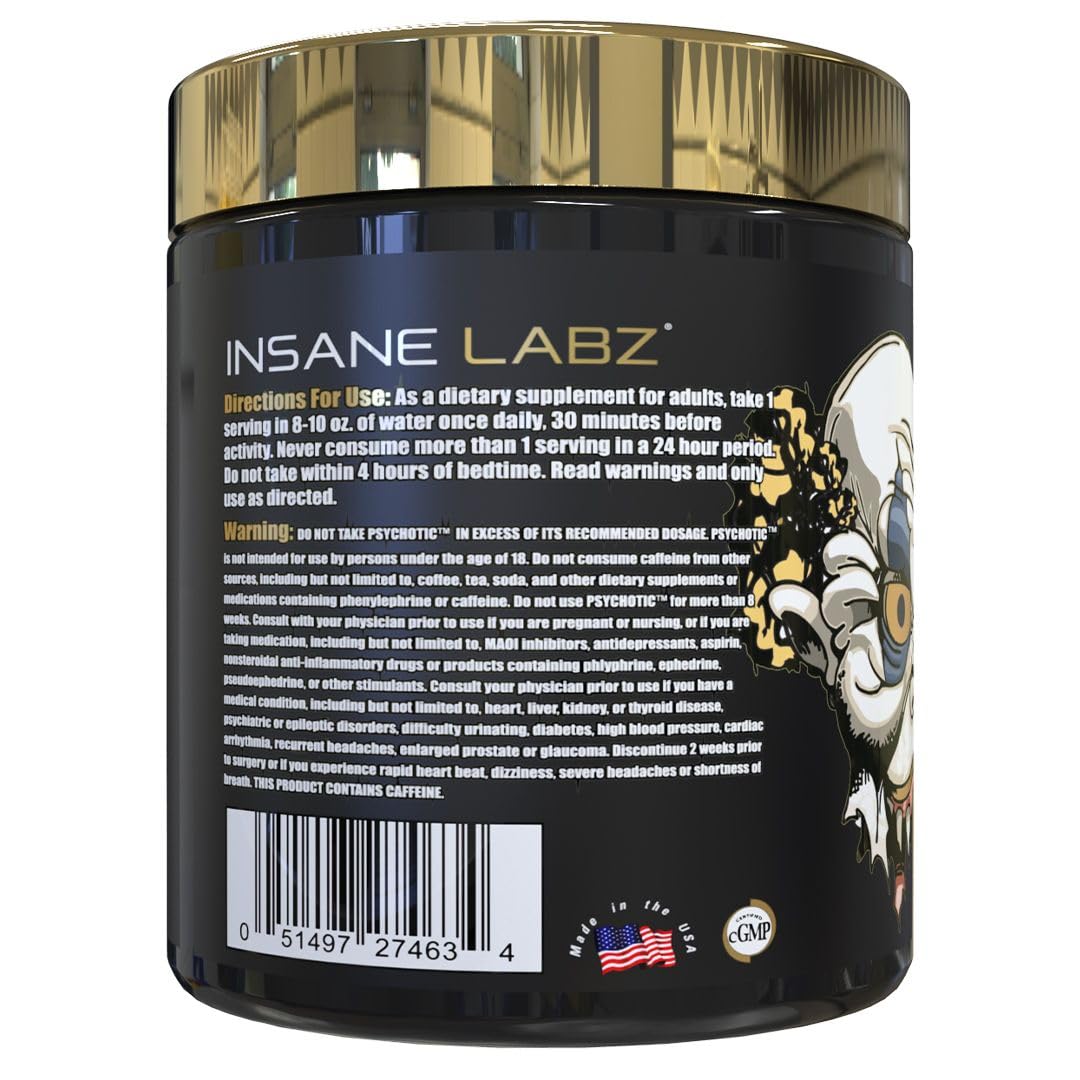 Insane Labz Psychotic Gold, High Stim Pre Workout Powder, Extreme Lasting Energy Insane Labz uk supplements