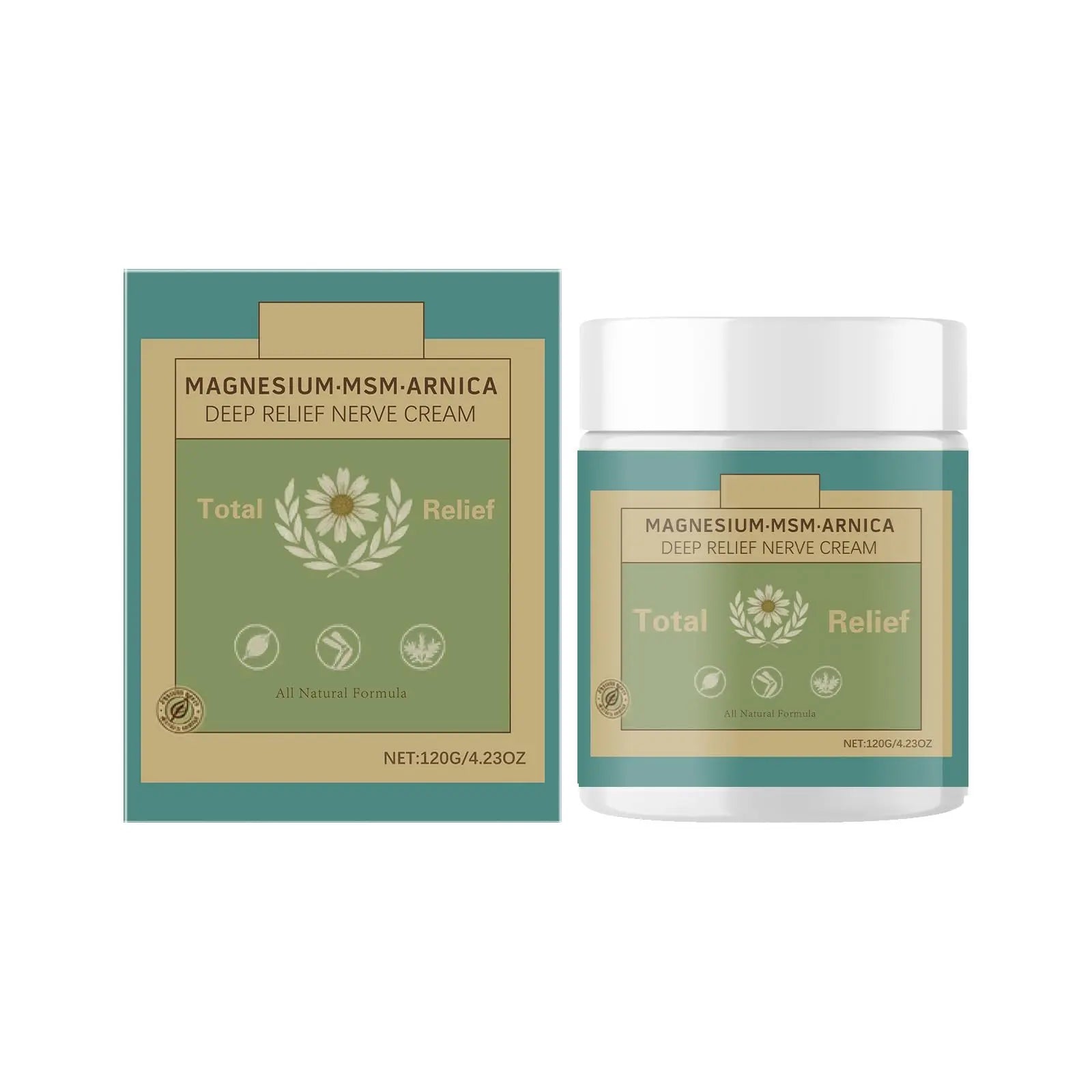 HANGWON Total Relief Magnesium Soothing Cream Advanced nerve Comfort with Arnica, Menthol, MSM,Fast-Absorbing for Relief Joint, Feet, Hands, Legs, Muscles, and Waist, Natural Ingredient -4floz/114g HANGWON uk supplements