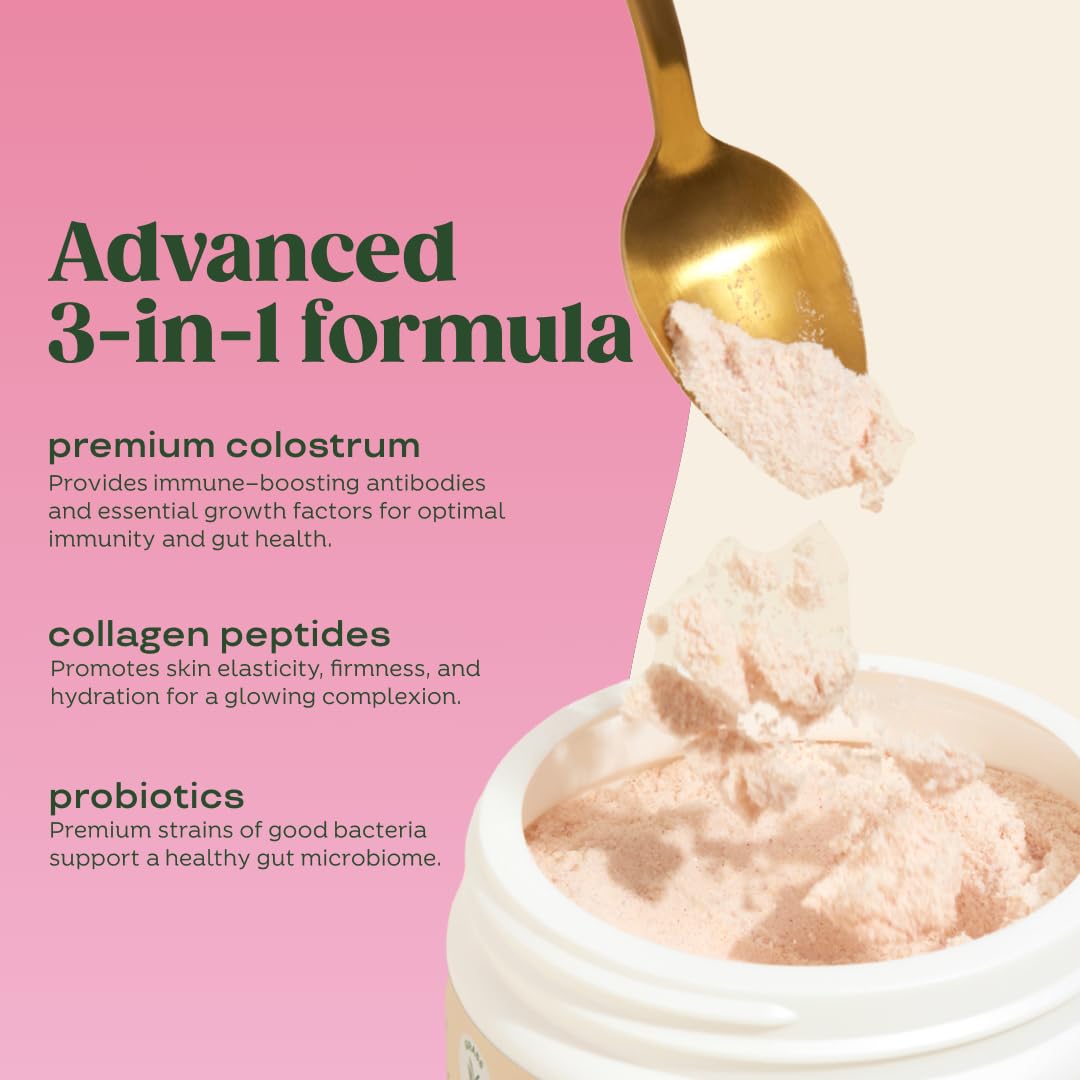 Bloom Nutrition Bovine Colostrum Powder with Vitamin B-12 for Gut Health, Immune Support, Hair Growth & Beauty Supplement | Strawberry, 25 Servings Bloom Nutrition uk supplements