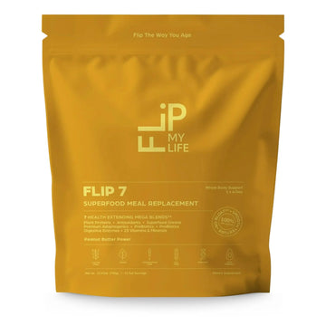 Flip My Life, Flip 7 Natural SuperFood, Plant-Based Protein, Complete Meal Replacement to Support Healthy Gut, 7 Mega Nutrient Rich Blends all in one to AGE BETTER - Peanut Butter Flip My Life uk supplements