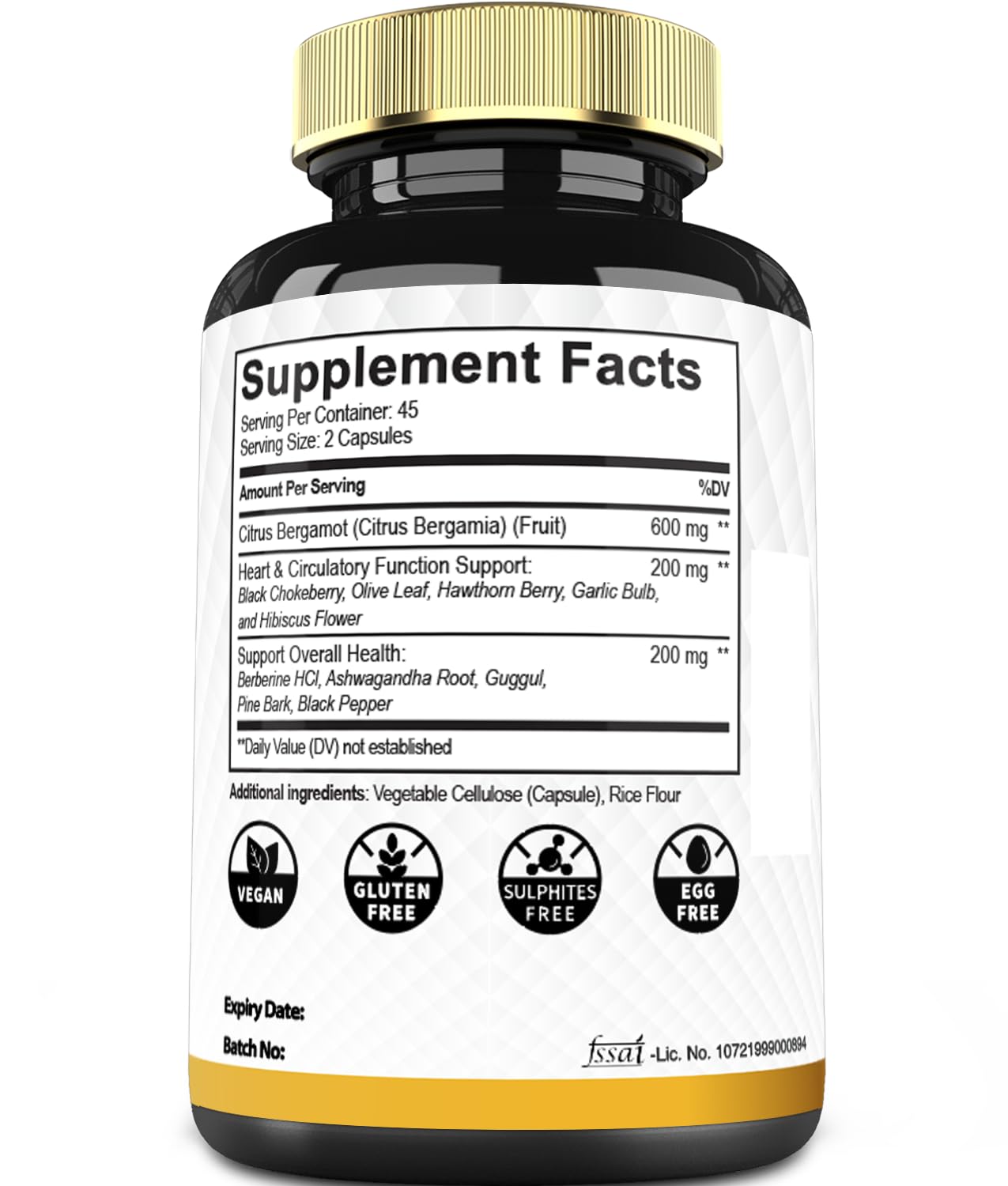 Mecisco 11 in 1 Citrus Bergamot Supplement 1000mg with Black Chokeberry, Berberine HCl & More - 90 Capsules - Supports Heart Health, Immune System, Energy Production Mecisco uk supplements