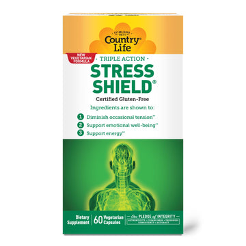 Country Life Stress Shield – Stress & Tension Relief Supplement with Ashwagandha, B-Vitamins for Energy & Emotional Well-Being, Supports Mental Clarity & Resilience, Gluten-Free, Vegan, 60 Capsules Country Life uk supplements