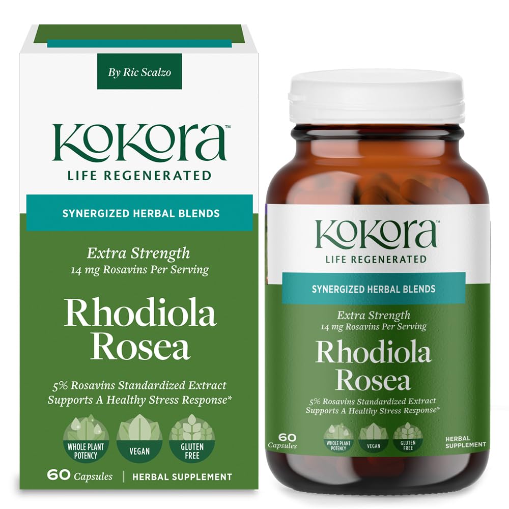 kokora Extra Strength Rhodiola Rosea – Stress Relief, Endurance & Promotes Mental & Physical Performance* - with Siberian Rhodiola, Rosavins, Organic Holy Basil - Vegan, Non-GMO - 60 Capsules kokora uk supplements