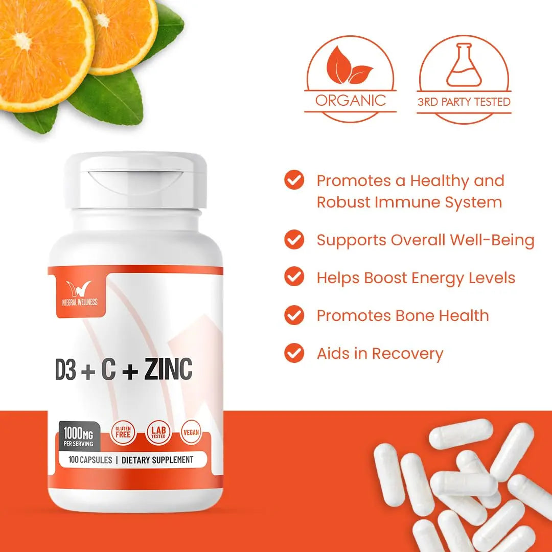 Integral Wellness - Vitamin Complex w/Vitamin D3, C, K2 and Zinc (100 Capsules) - Filler Free, 3rd Party Tested, Clinically Dosed, Bioavailable Forms Integral Wellness uk supplements