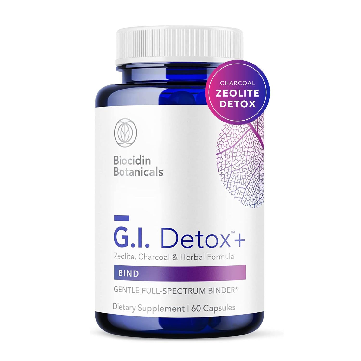 Biocidin G.I. Detox+ Activated Charcoal Binder & Zeolite Detox Supplements with Silica - Helps Bind & Clear Toxins - Supports Full Body Cleansing and May Reduce Bloating (60 Capsules) Bio-Botanical Research uk supplements