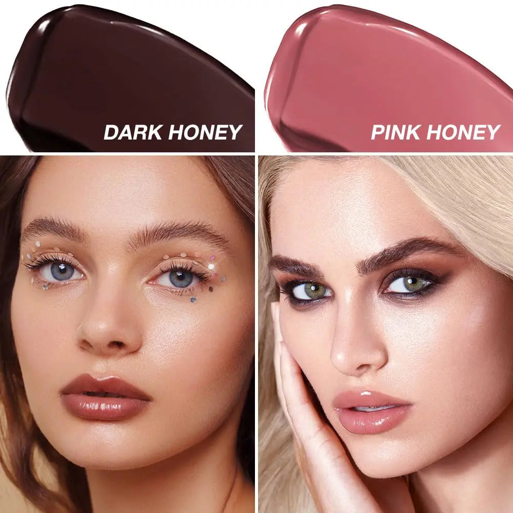 Honey Butter Lipstick Tinted Lip Balm, Shine Moisturizing Plumper Lipstick for Women, Natural Nourishing Hydrating Lip Gloss Stain for Dry Lips, Lightweight Lip Liner Care Makeup, Vegan - Black & Pink HHLTOH uk supplements