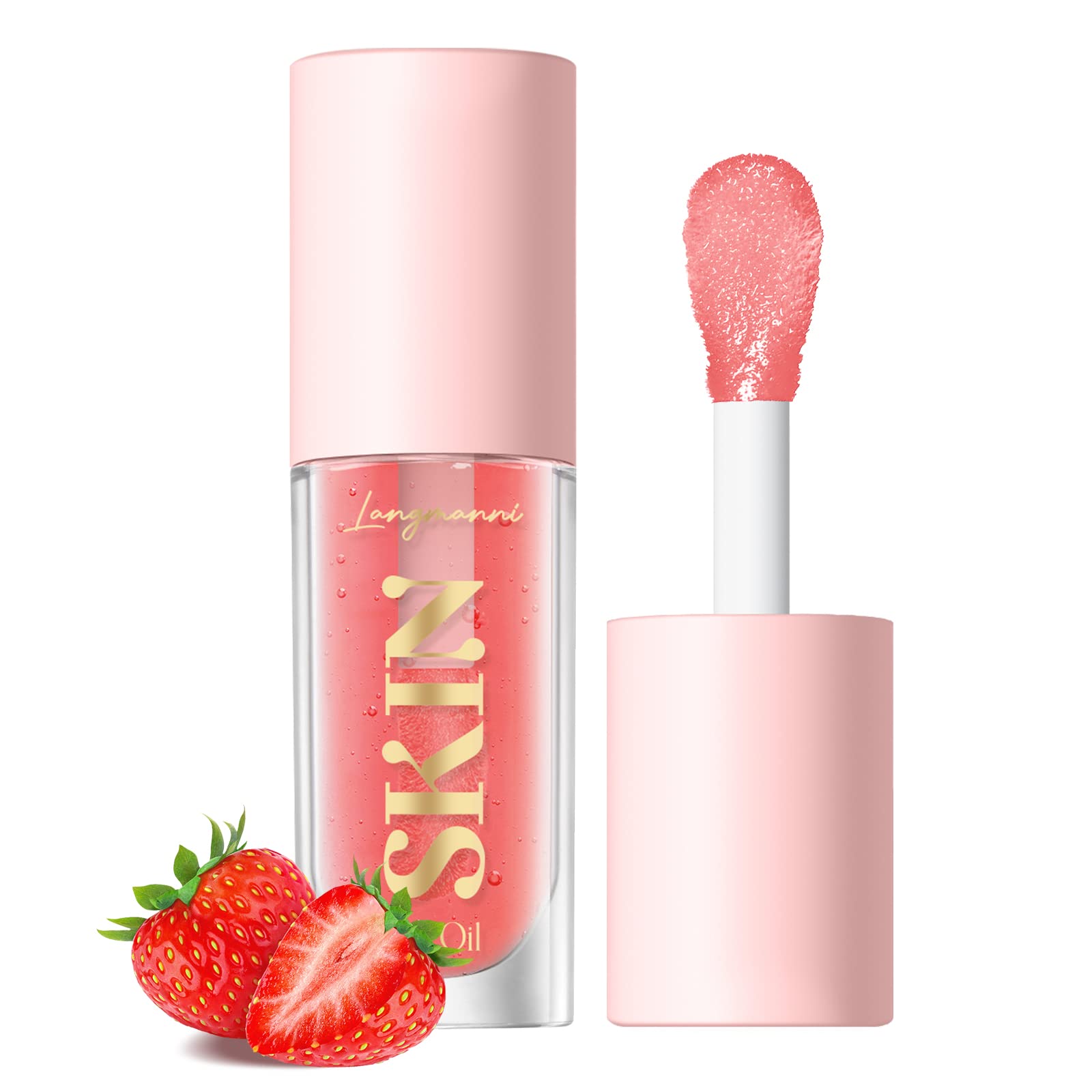 LANGMANNI Moisturizing Lip Oil,No-Sticky Lip Gloss Lip Balm Lip Care,Fruit Flavoured Lip Oil For Dry Lip's Moisturizing Hydrating And Nourishing ((Strawberry)) LANGMANNI uk supplements