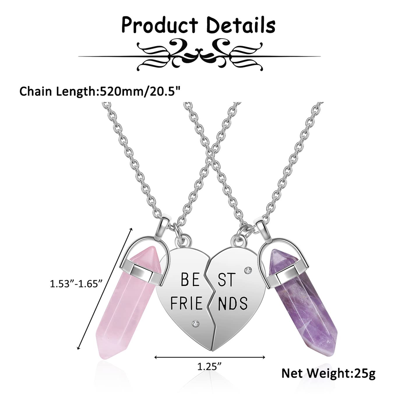 PESOENTH Best Friend Necklace for 2 Girls Gifts- BFF Friendship Necklaces Women Matching PESOENTH uk supplements