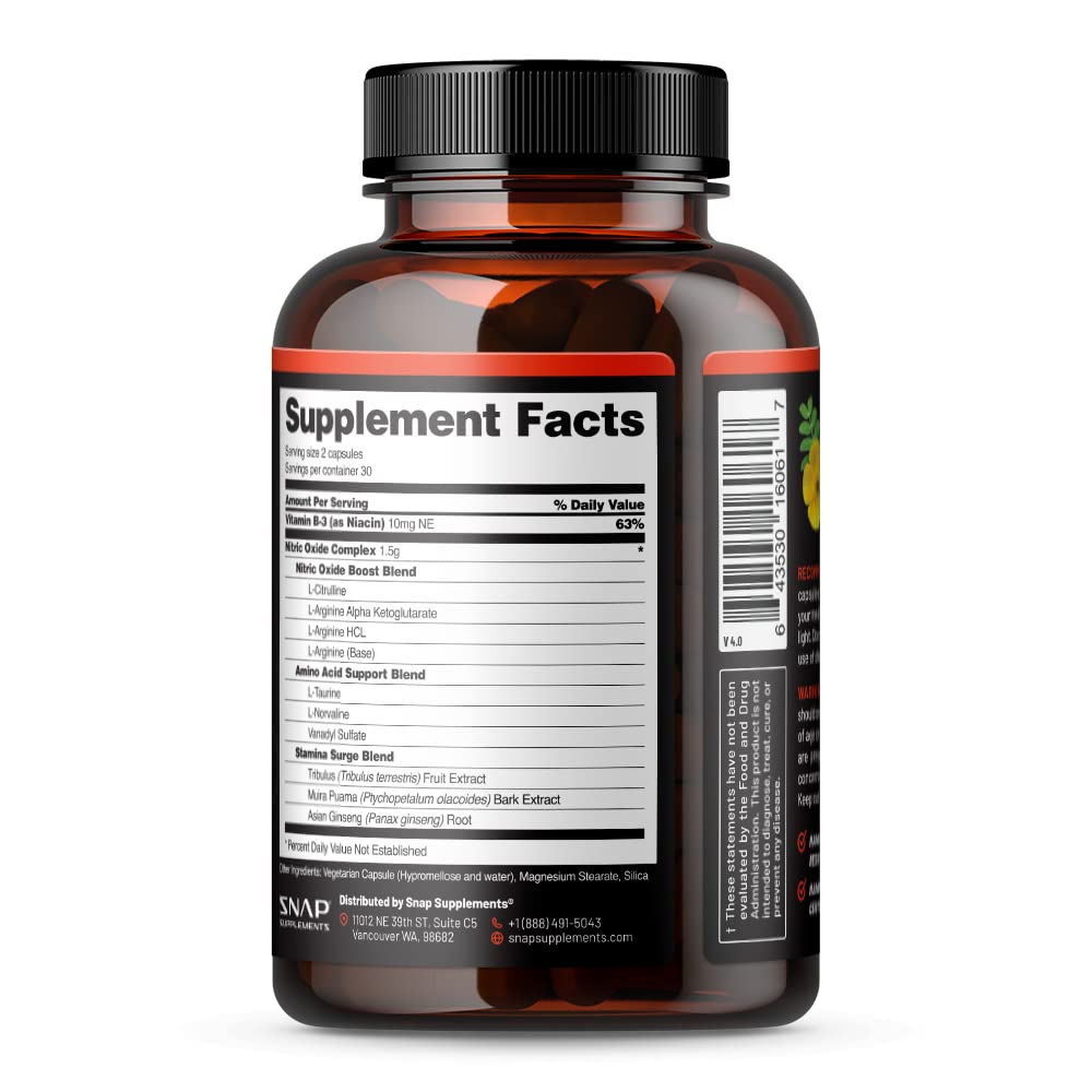 Snap Supplements Nitric Oxide Booster, Performance Formula for Stamina & Endurance Snap Supplements uk supplements