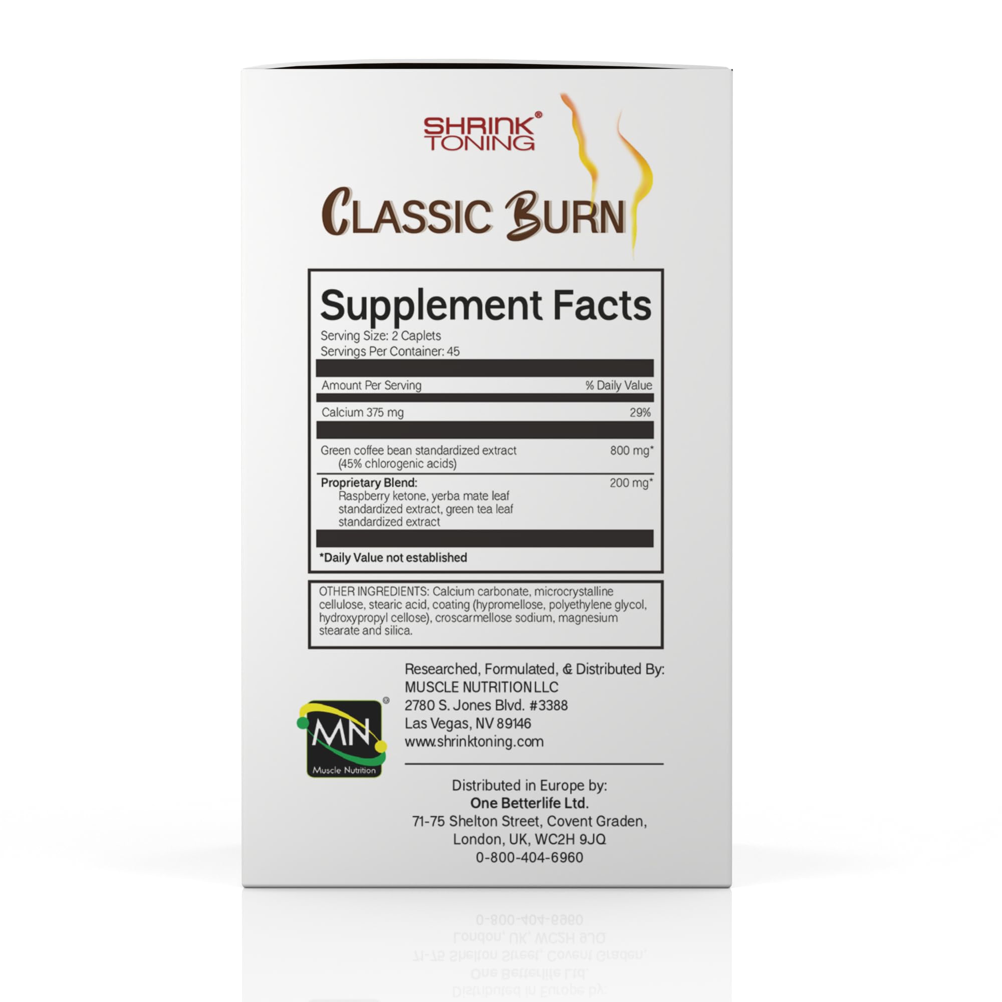 shrink Classic Burn - Pure Green Coffee Bean Extract and Raspberry Ketones with 45% shrink uk supplements