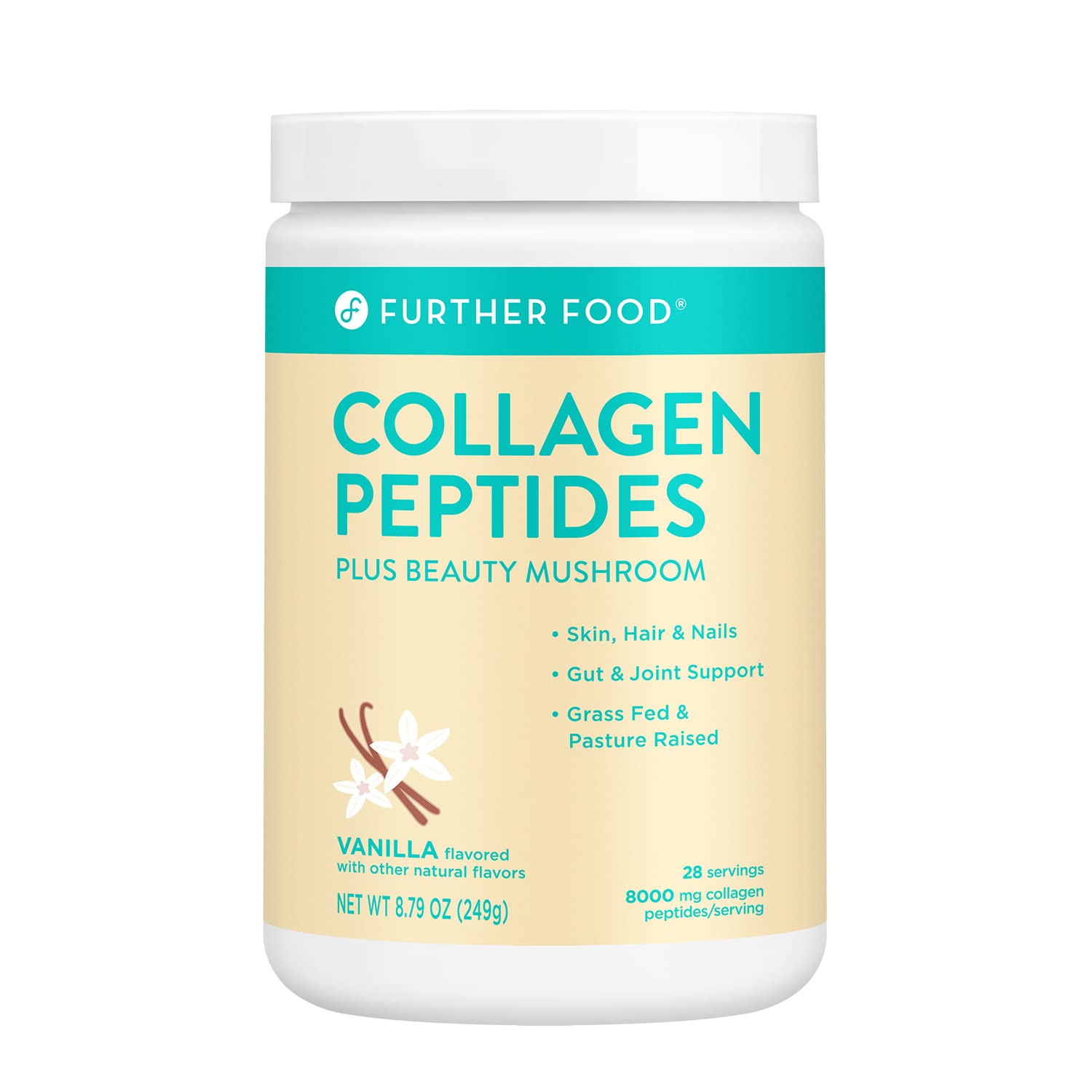 Further Food Collagen Peptides Powder Vanilla Flavored Keto Grass-Fed Collagen Type Further Food uk supplements