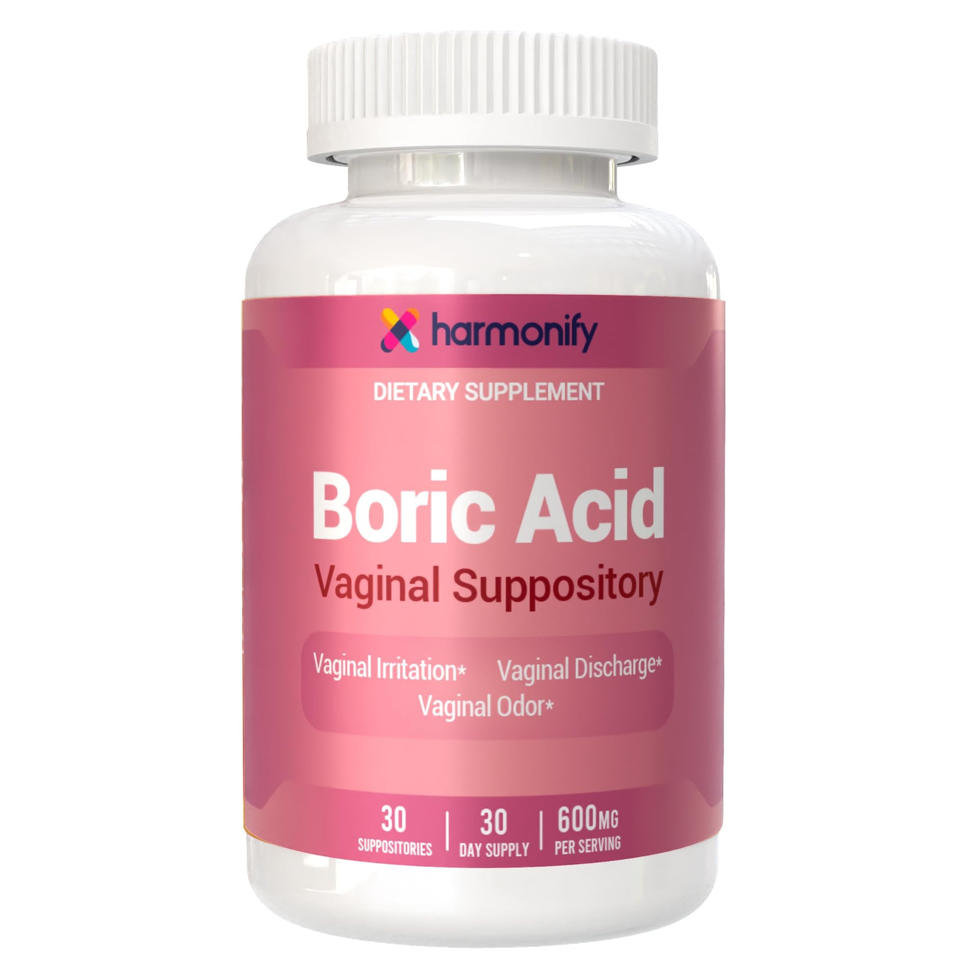 Boric Acid Suppositories for Women 600 mg, Pure Boric Acid pH Balance for Women & Vaginal Odor Control – 30 Suppositories, Made in USA HARMONIFY uk supplements