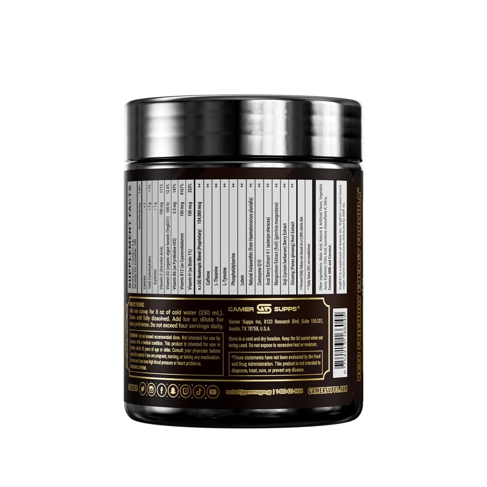 Gamer Supps GG Energy - Sploosh by CottontailVA (100 Servings) - Keto Friendly Gaming Energy and Nootropic Blend, Sugar Free + Organic Caffeine + Vitamins + Immune Support, Powder Drink Gamer Supps uk supplements