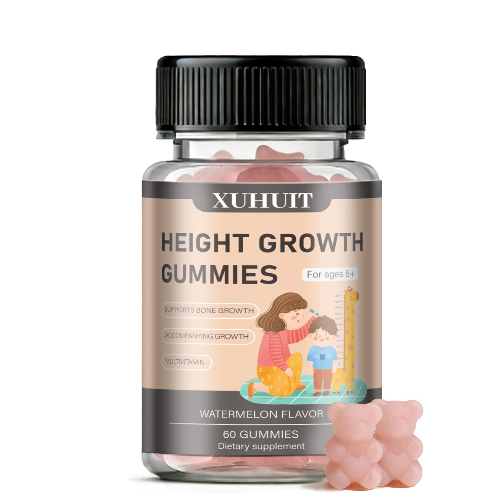 ZYGCDZ Growth Gummies for Kids & Teens - Natural Height Support with Vitamin D3, K2, Calcium & Ashwagandha - Bone Strength Supplement for Picky Eaters Ages 5+ (Watermelon Flavor) (1) ZYGCDZ uk supplements