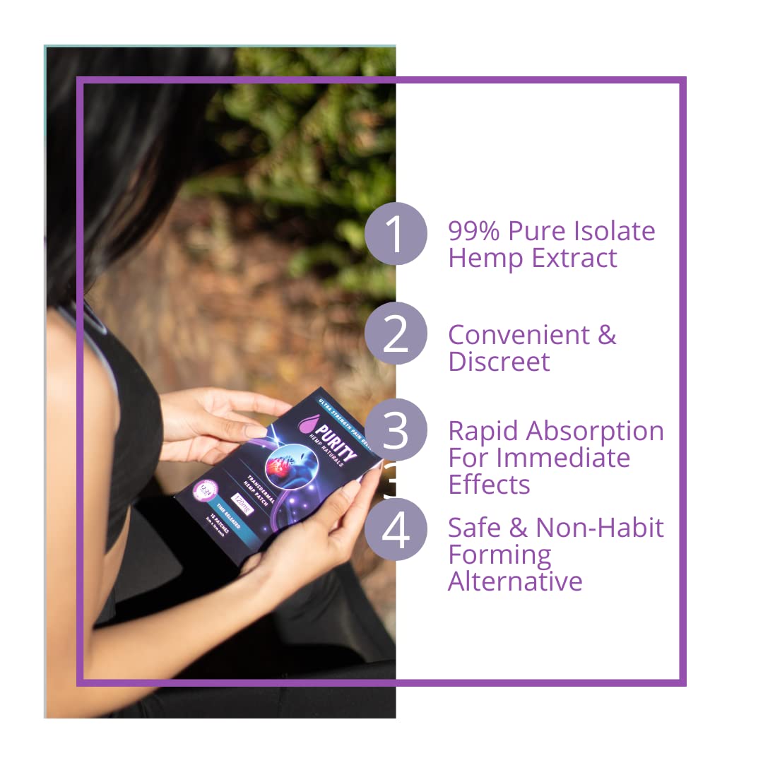 Purity Hemp Naturals Body Discomfort Patch 240 mg - 30 ct (8 mg ea.) Lasts 24 Hours. Sweat & Water Resistant. Convenient & Discreet. For Use On Any Part Of The Body. Plant-Based Extended-Release Patch Purity Hemp Naturals uk supplements