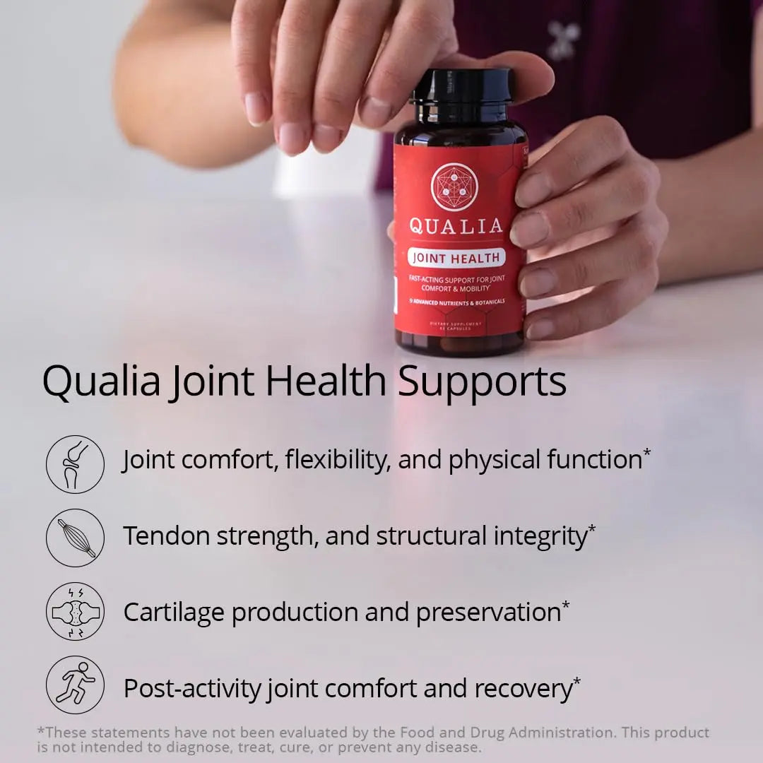 Qualia Joint Health 9 Advanced Joint Health nutrients: denatured Collagen, boswellia, tumeric, Boron, Ginger, L-carnitine. Cartilage Health, Tendon Strength, Healthy Joint Aging (1 Month Supply) QUALIA LIFE SCIENCES uk supplements