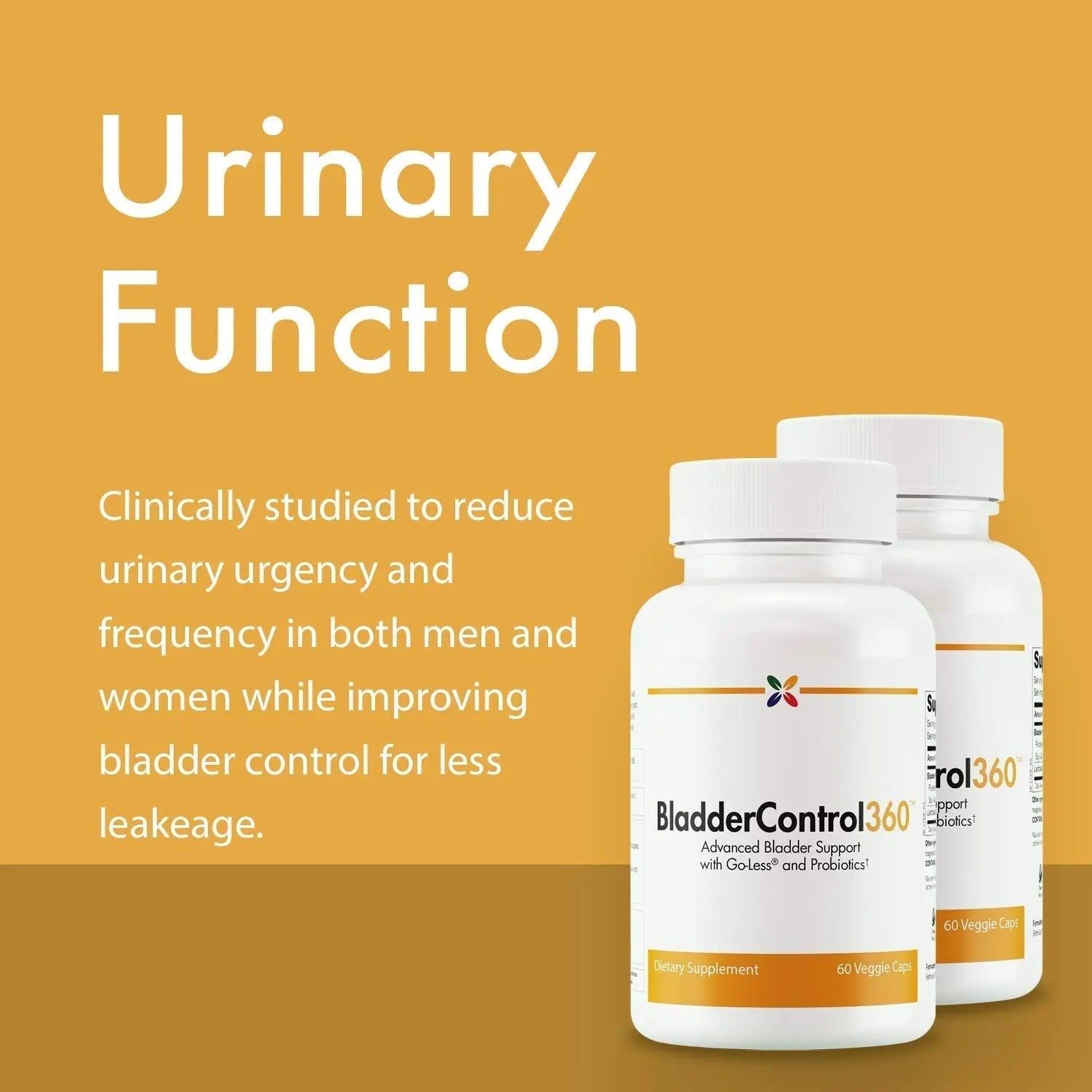 Stop Aging Now - BladderControl360 Formula - Bladder Control Support - Go-Less & Probiotics - Urinary Health Probiotic Supplement - Lactobacillus Rhamnosus, Pumpkin Seed & Soy Germ Extracts - 60 Vcaps Stop Aging Now uk supplements