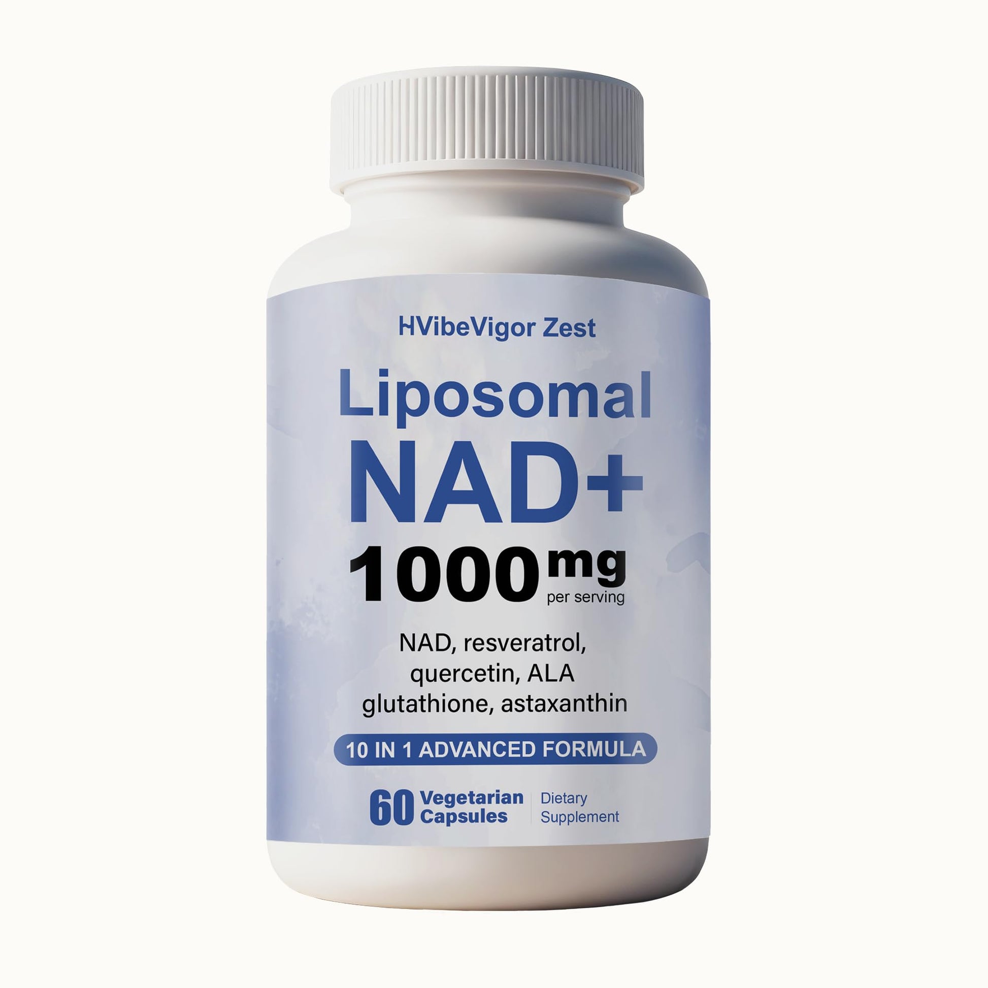 NAD Supplement 1000mg, Liposomal NAD+ Supplement with Resveratrol, Glutathione & Astaxanthin - Support Cellular Health, Stamina & Healthy Aging, NMN Supplement Alternative – 60 Capsules HVibeVigor Zest uk supplements