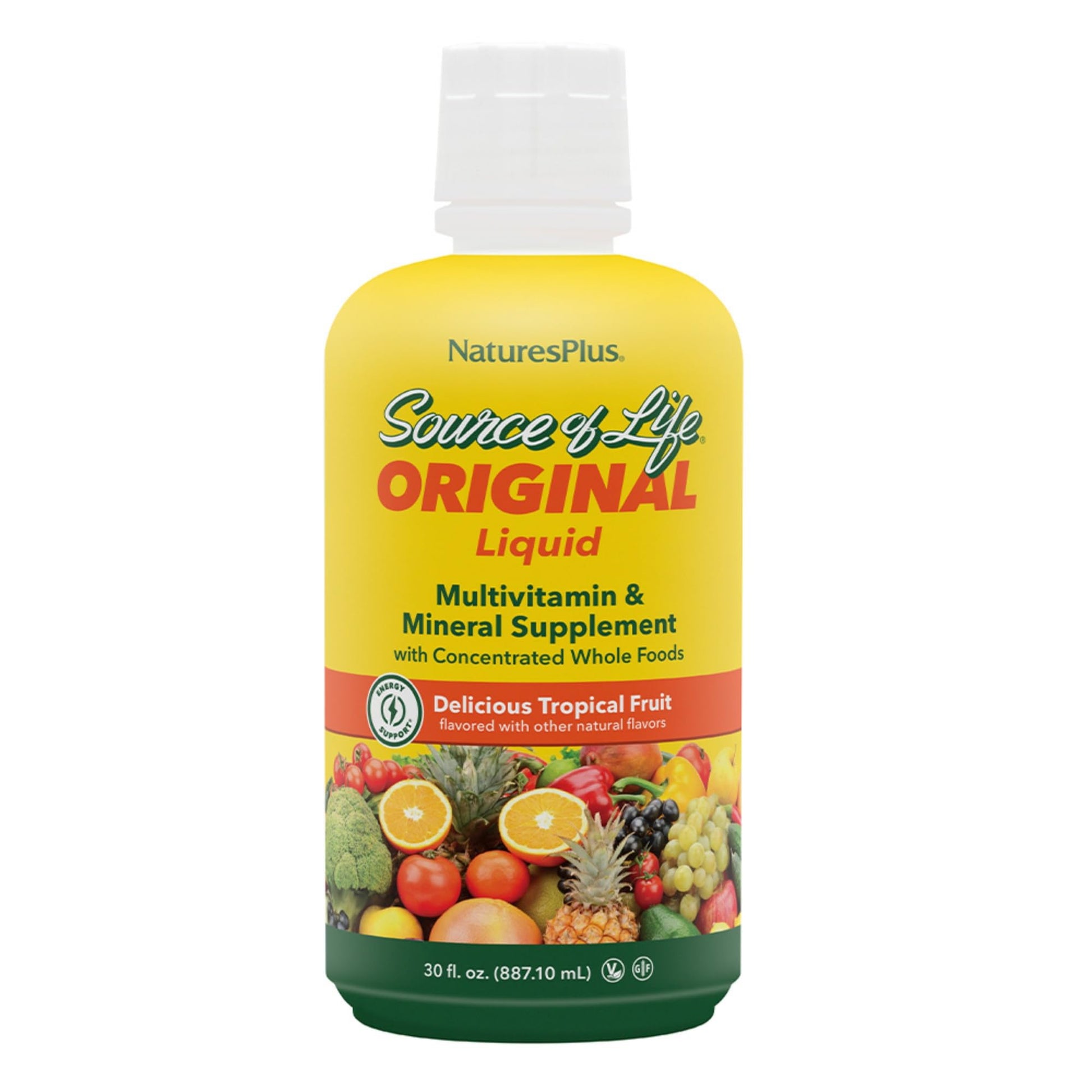 NaturesPlus Source of Life Liquid - 30 fl oz - Tropical Fruit Flavor - Wholefood Supplement, Energy Booster, Antioxidant - Vegetarian, Gluten-Free - 30 Servings Aus Healthcare uk supplements
