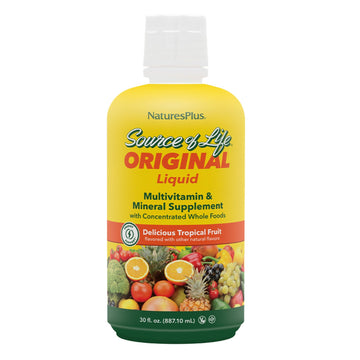 NaturesPlus Source of Life Liquid - 30 fl oz - Tropical Fruit Flavor - Wholefood Supplement, Energy Booster, Antioxidant - Vegetarian, Gluten-Free - 30 Servings Aus Healthcare uk supplements