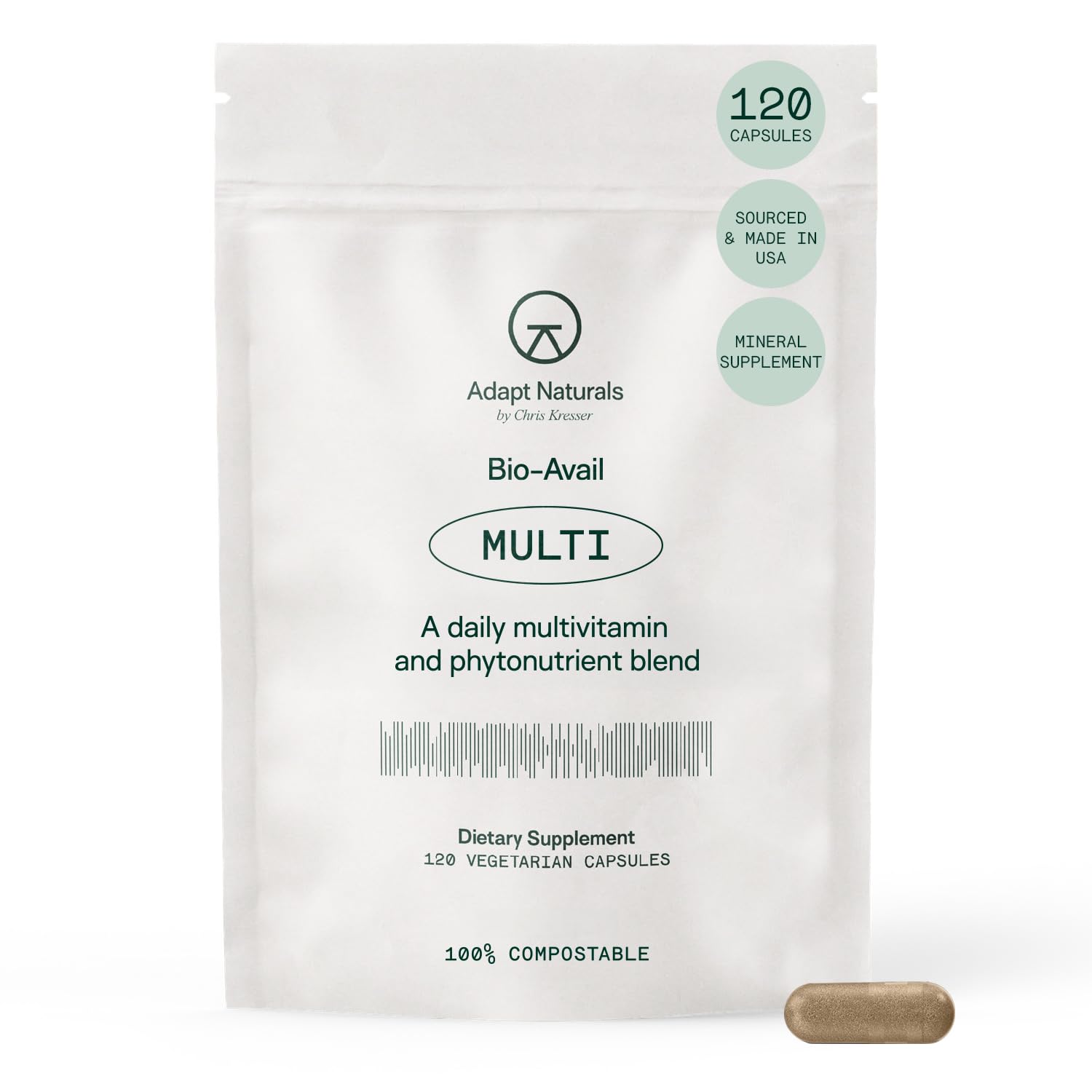 Adapt Naturals Multivitamin for Women & Men, Bioavailable Easy-to-Absorb Multivitamin Daily Supplement with Biotin, Niacin, Vitamin A, B, C, D, E, K1, Zinc, Magnesium - Immune Support - 30 Day Supply ADAPT NATURALS BY CHRIS KRESSER uk supplements