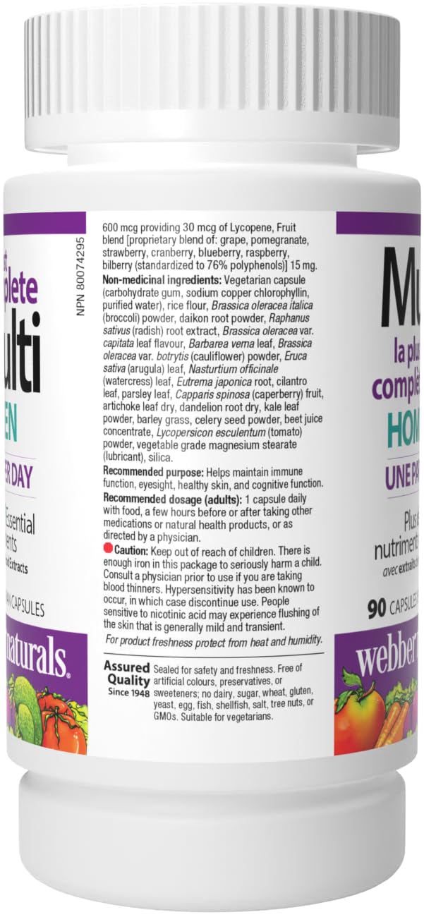Webber Naturals Men's Most Complete Multi, 90 Vegetarian Capsules Webber Naturals uk supplements