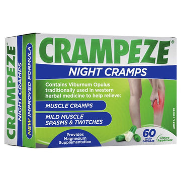 Crampeze Night Cramps Natural Relief of Muscle Cramps, Spasms & Tired Legs 60 Capsules Crampeze uk supplements