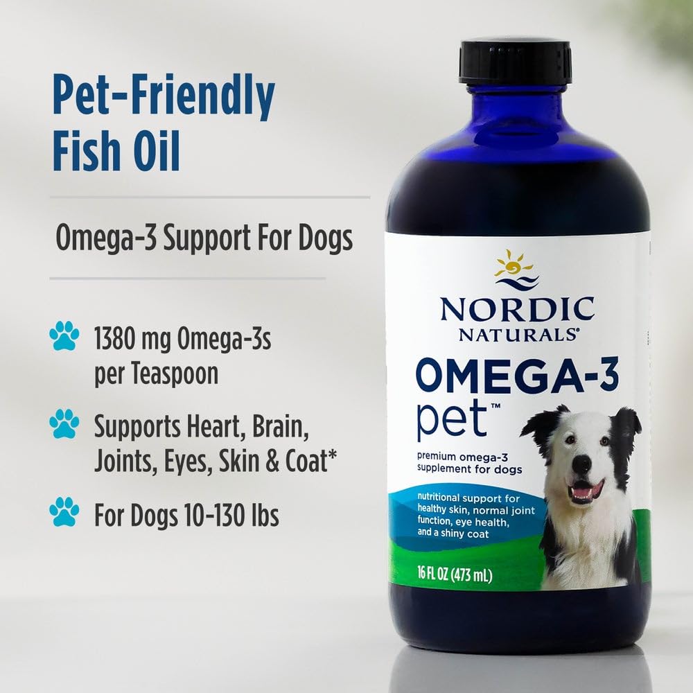 Nordic Naturals Omega-3 Pet, Unflavored - 16 oz - 1380 mg Omega-3 Per Teaspoon - Fish Oil for Large to Very Large Dogs with EPA & DHA - Promotes Heart, Skin, Coat, & Immune Health Nordic Naturals uk supplements