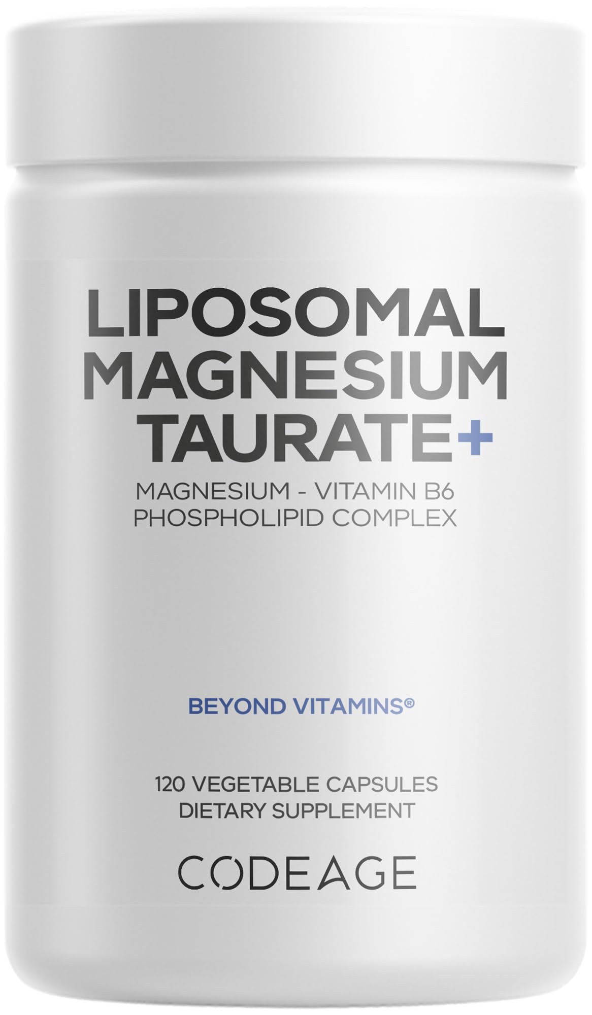 Codeage Liposomal Magnesium Taurate+ Supplement - Magnesium Taurate, Vitamin B6 as Pyridoxal 5-Phosphate, 2-Month Supply - Liposomal Delivery, Vegan, Non-GMO, Gluten-Free, 120 Capsules Codeage uk supplements