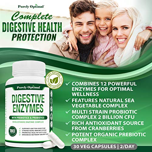 Purely Optimal Premium Digestive Enzymes Plus Prebiotics & Probiotics - for Better Digestio Purely Optimal uk supplements