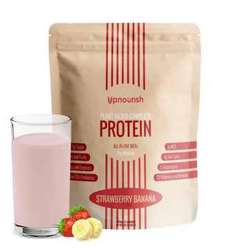 UpNourish Strawberry Banana Vegan Protein Powder 54 Superfoods Powder,1.5 Billion CFU Probiotics 21g Plant Based Protein,No Sugar No Dairy No GMO Dairy Free,Meal Replacement Shake Keto-Friendly Low-Carb Diet,15 Servings UpNourish uk supplements
