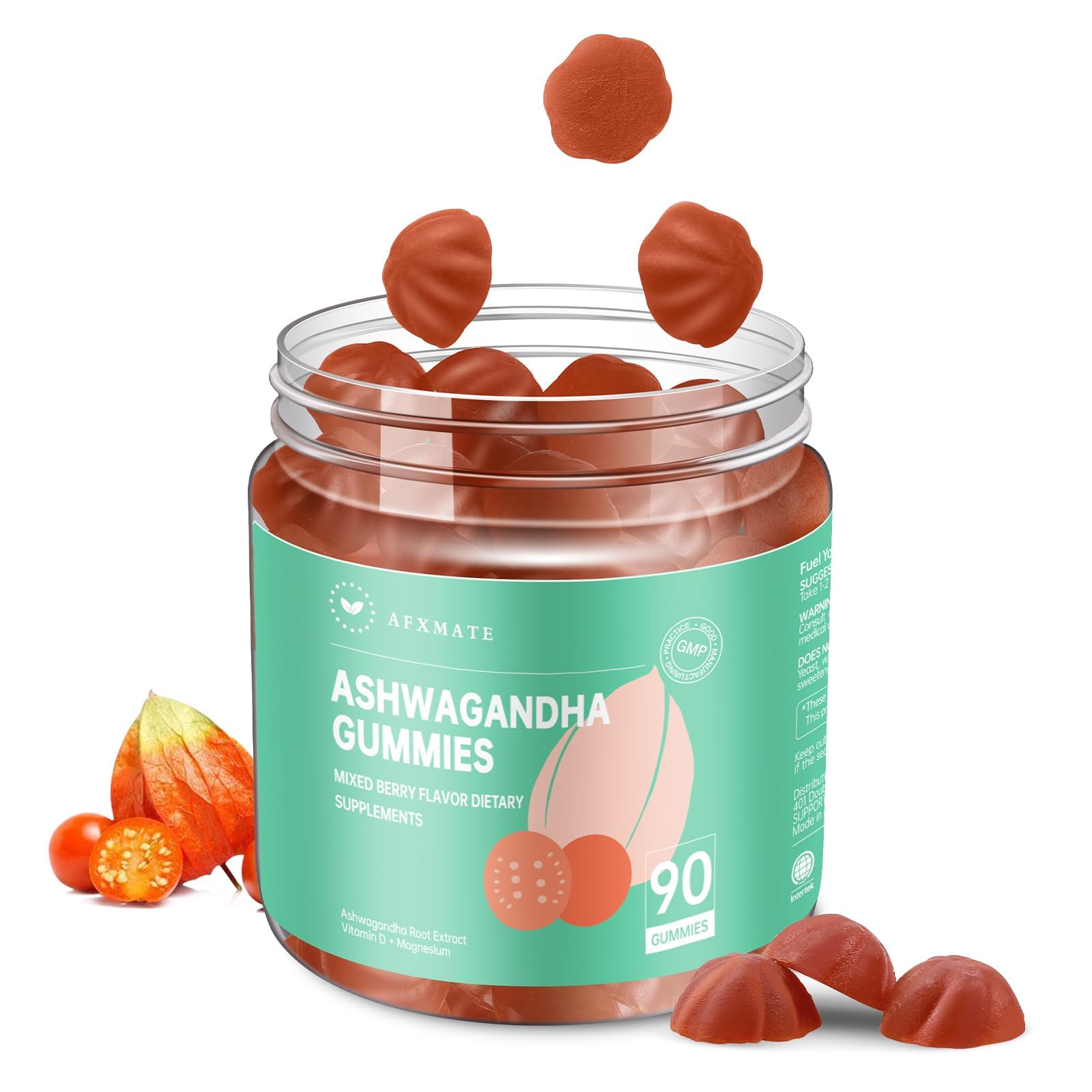 AFXMATE Ashwagandha Gummies for Women Sugar Free, Men's Ashwagandha Supplement Gummy with Vitamin D Magnesium Vegan (90 Counts) AFXMATE uk supplements