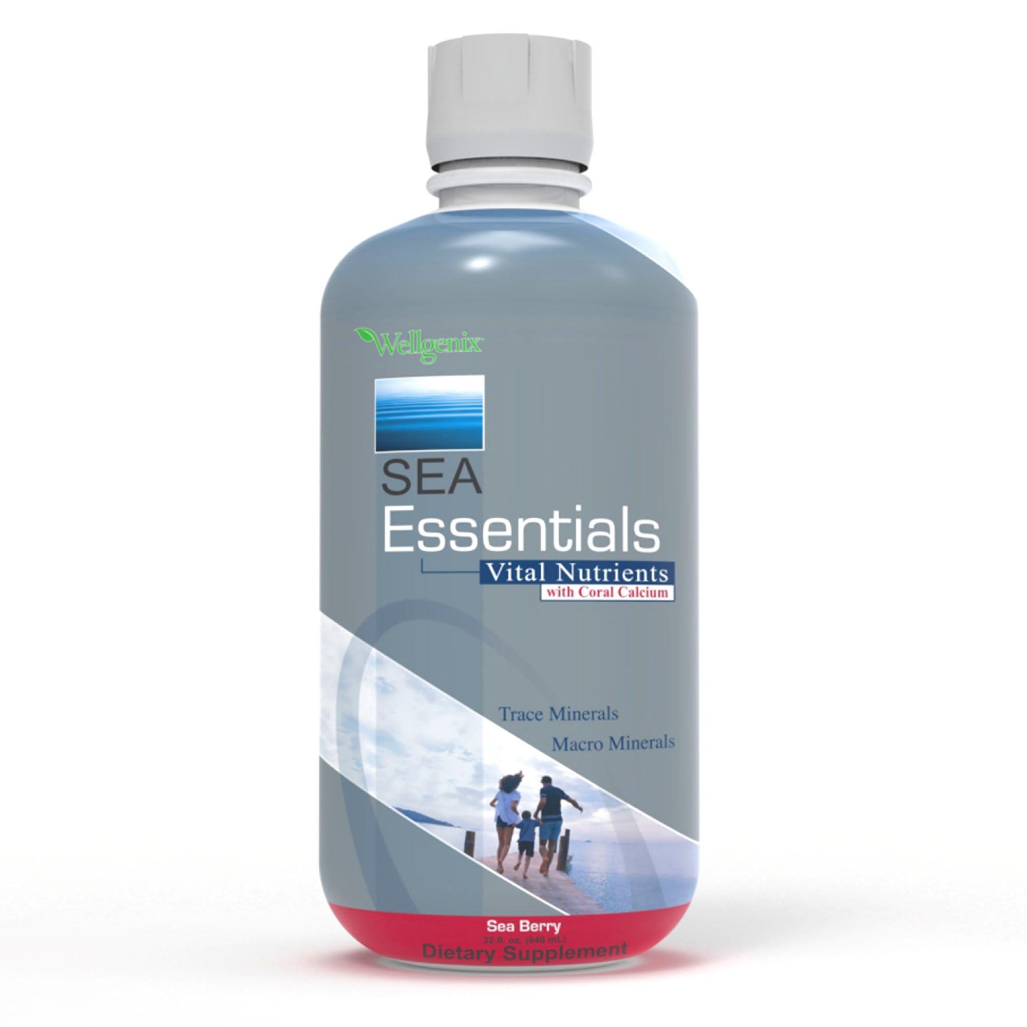 Wellgenix Sea Essentials Liquid Mineral Dietary Supplement with Trace and Macro Minerals and Coral Calcium – Sea Berry Flavor – 32 fl oz Wellgenix uk supplements
