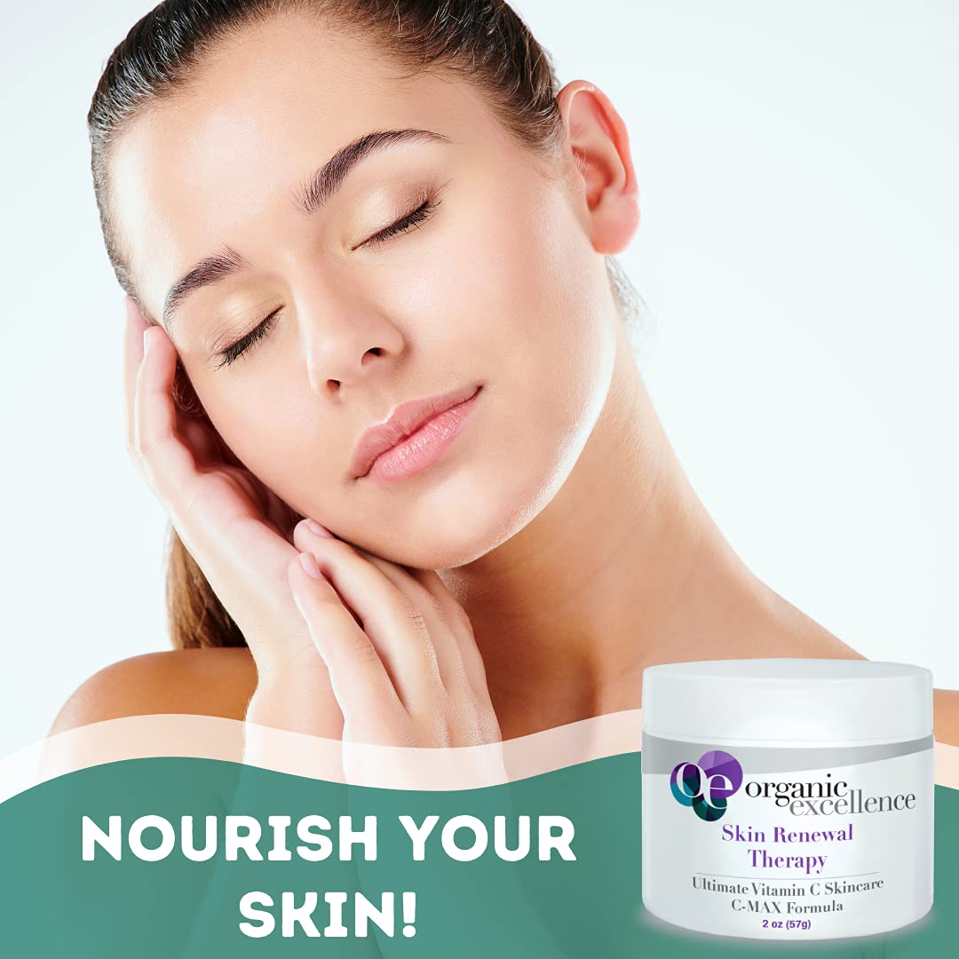 Organic Excellence Skin Renewal Therapy, Vitamin C Face & Neck Cream, Moisturizer to Stimulate Collagen Production and Increase Skin Cell Renewal, Organic Natural Non-Toxic Cruelty-Free 2 oz (57g) Organic Excellence uk supplements