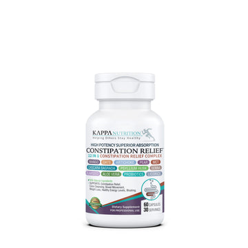 KAPPA NUTRITION Constipation Relief Supplement – Gentle Colon Cleanse for Regularity & Gut Health – Non-Habit Forming Formula with Fiber, Herbs & Probiotics – Non-GMO, 60 Capsules KAPPA NUTRITION uk supplements