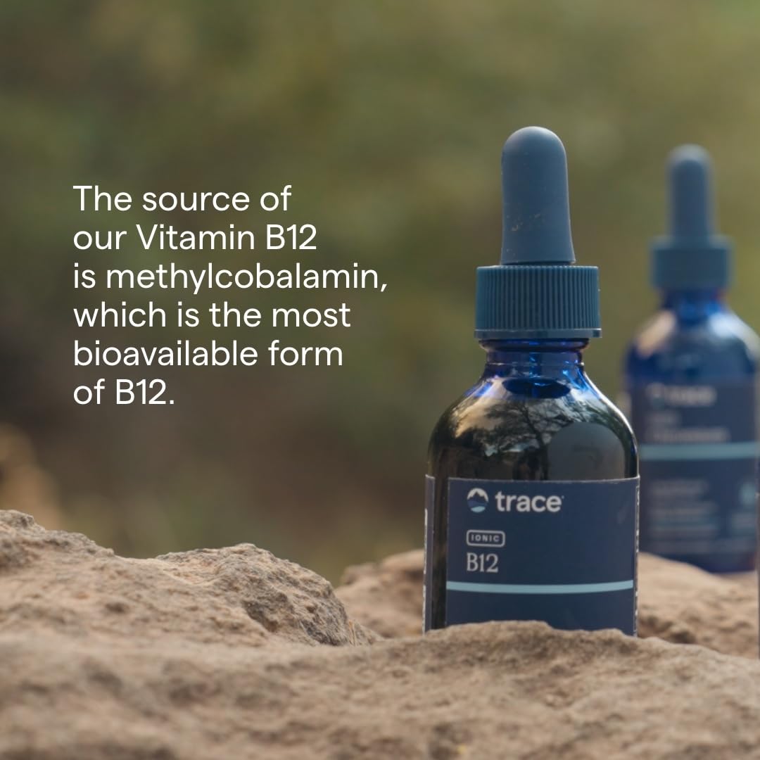Trace Minerals Ionic B12 - Liquid Multivitamin for Hormone Balance & Healthy Nerve Function - Supports Metabolic Health - Enzyme Production - Natural Wellness Formula - 2 fl oz (59 Servings) Trace Minerals uk supplements